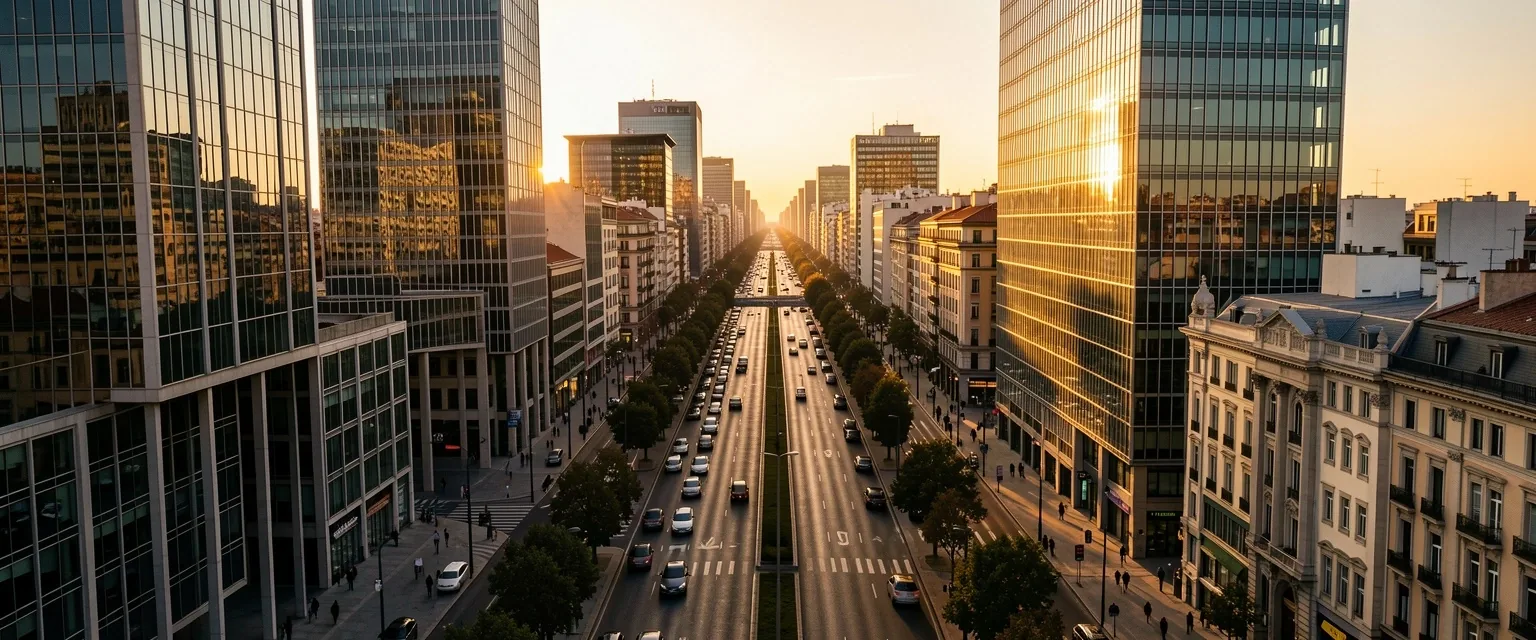 Vista aérea del Paseo de la Castellana en Madrid